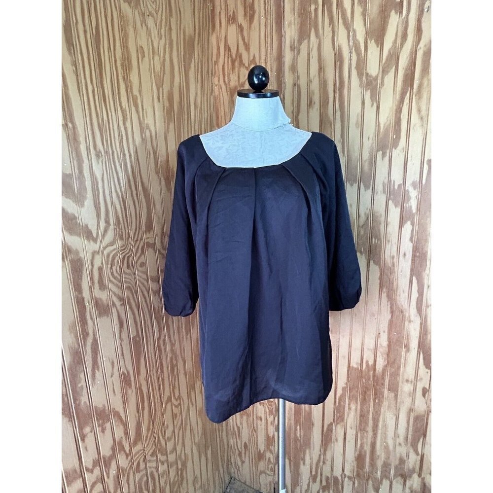 Talbots Womens Black Thin‎ Solid Blouse 3/4 NWOT Plus Size 14W